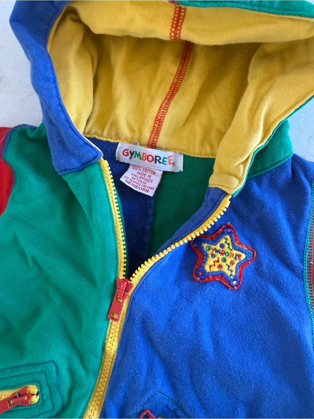 Vintage 90s Gymboree Blue, Green & Red Colorblock Crewneck jumper baby newborn
